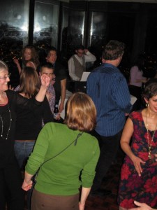Carol Morton (far left) leads the dancing